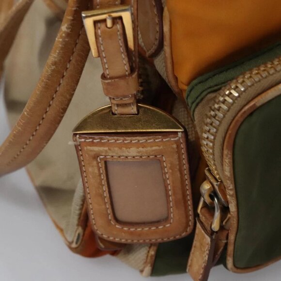 PRADA Hand Bag Canvas Beige Gold Auth EC435 - Picture 10 of 16